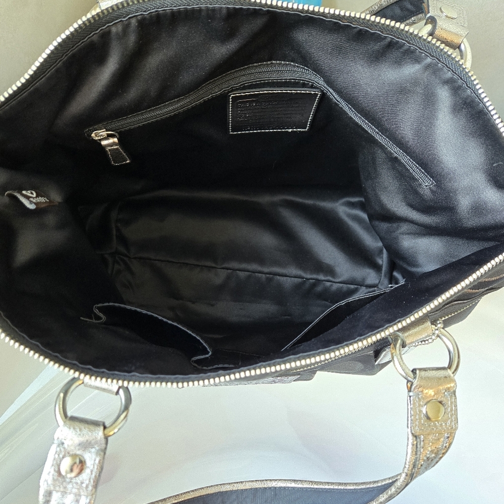 COACH 2010 Poppy Op Art Glam Black & Silver Tote Bag - Picture 6 of 16